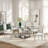 Modern Rectangular Dining Table, 78.7"  Tempered Glass Top and 360° Rotatable Stainless Steel Double "C" Base-813300997