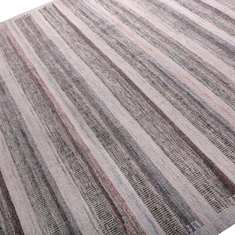 Rug & Kilim’S Scandinavian Geometric Beige Brown Wool Rug, Rectangle 6' x 9'