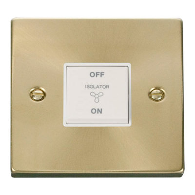 Satin Brass 10A 3 Pole Fan Isolation Switch