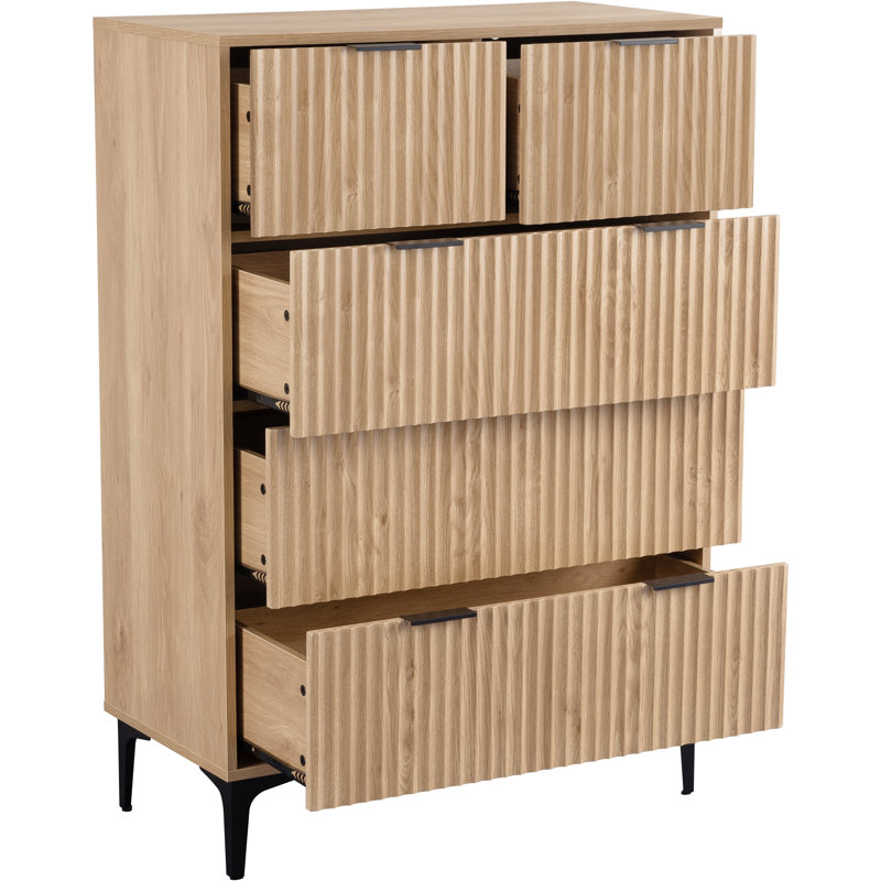 Temeeka 80cm W 5 - Drawer Chest of Drawers, Brown