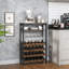 24-Bottle Wine Rack Free Standing Floor, Display Wine Storage Shelves With Glass Holder Rack, Wobble-Free Bottle Holder For Kitchen Bar Dining Room, Rustic Brown