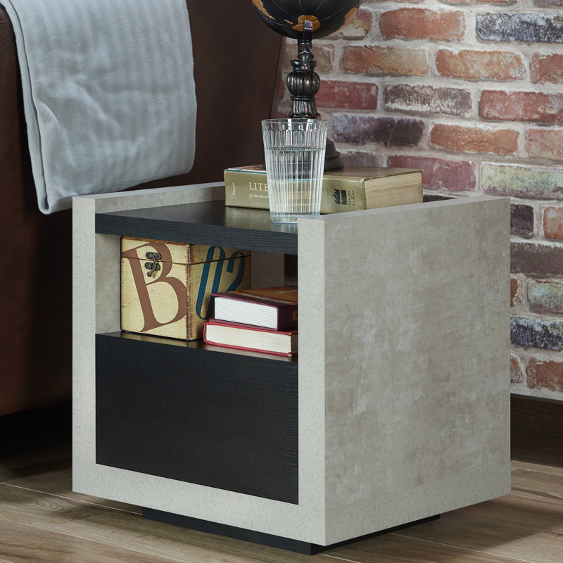 Table de bout avec rangement Tyree Block, Noir
