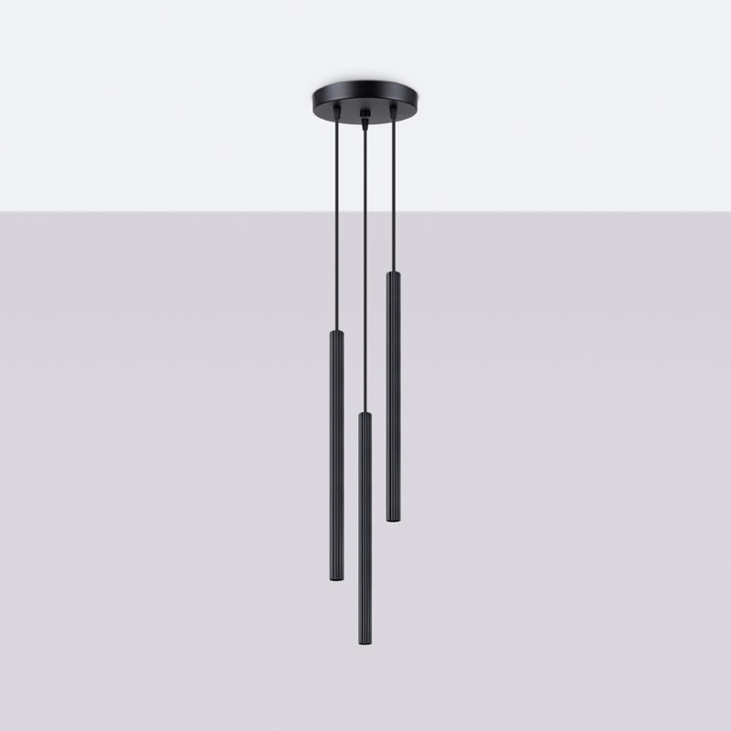 Bjarnhild 3 - Light Stainless Steel Pendant, Black