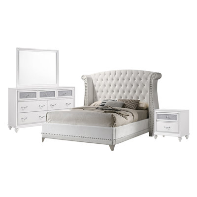 Haneul 4 Piece Upholstered Velvet Bedroom Set