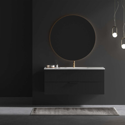 Meuble-lavabo flottant moderne avec lavabo et tiroirs en céramique