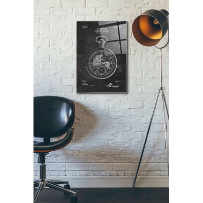 «Pocket Watch Blueprint Vernis Chalkboard», art mural en verre acrylique