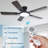 52'' Ceiling Fan with Light and Remote, Modern 5-Blade Ceiling Fan with Dimmable LED Light, Reversible 6-Speed DC Motor for Bedroom, Living Room and Kitchen-180232005-180232011