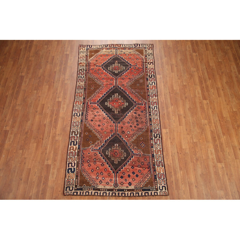 Tapis de couloir géométrique en laine traditionnel 4 x 9