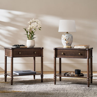  Jacky Transitional 26"Tall 1-Drawer End Table with Built-In Charging Ports 