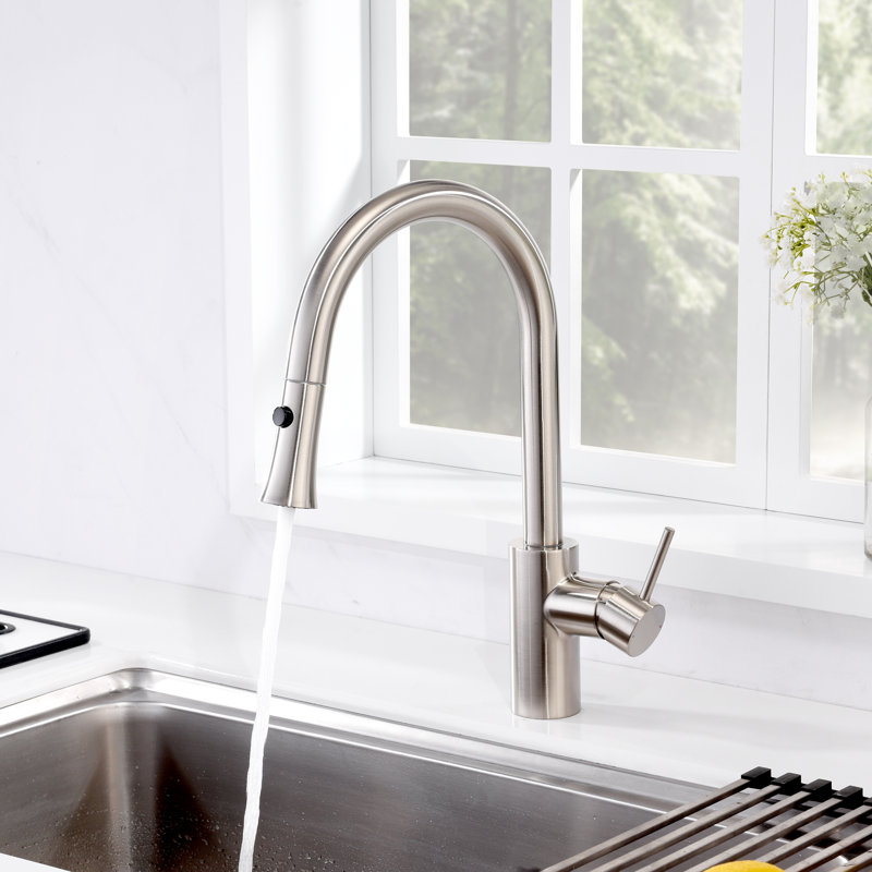 Pull Down Single Handle Kitchen Faucet, Brushed Nickel