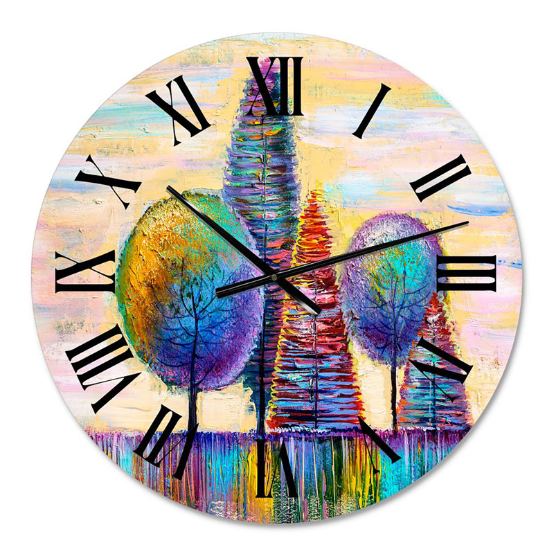 Arbre d'automne coloré forêt Treescape VII - horloge murale moderne, Petit
