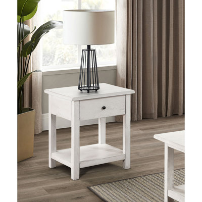 Table de bout en bois vieilli 1 tiroir avec tablette Castleton