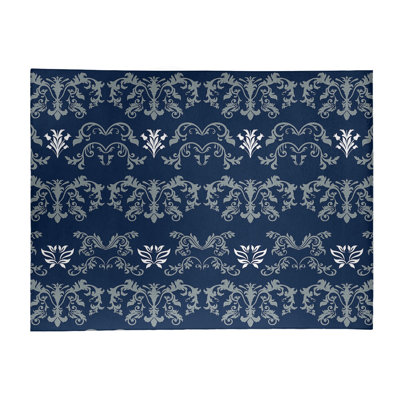 Tapis bleu marine / blanc Damask