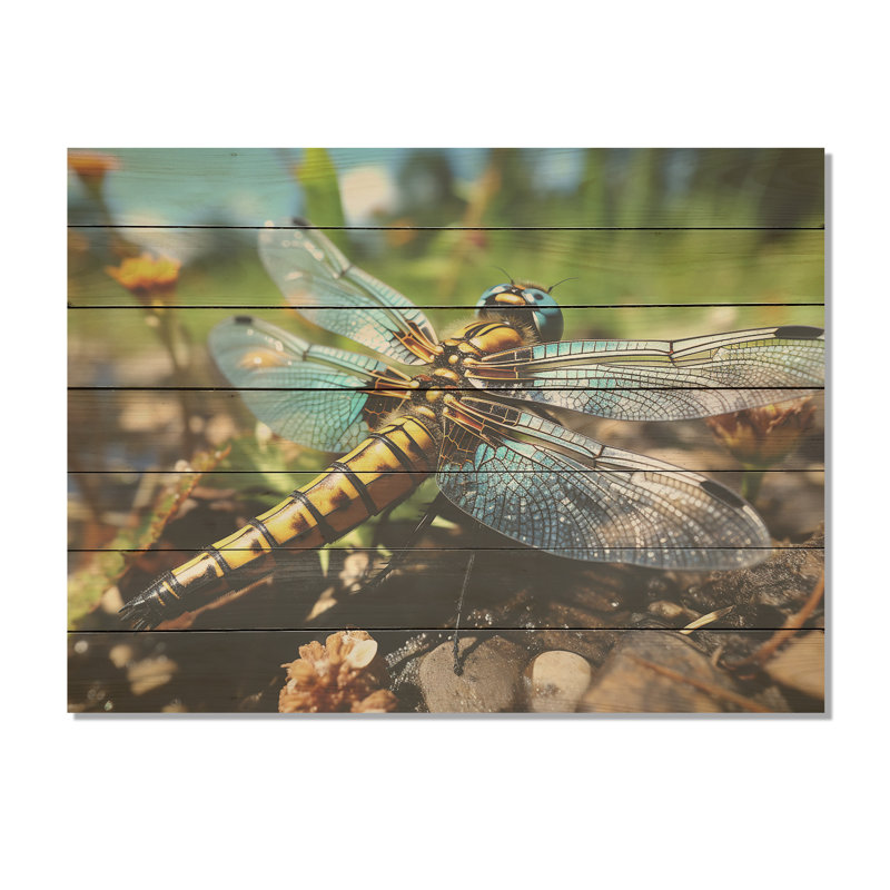 Libellule bleue flottante III - Animal libellule sur bois, H 10 po x l 20 po
