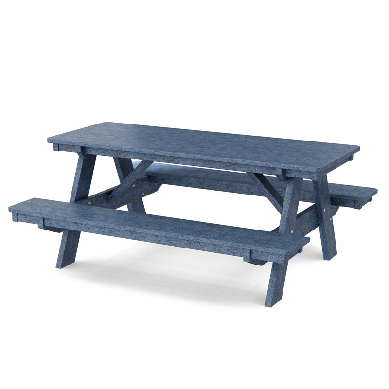 Table de pique-nique 72 "avec bancs attachés Heritage, Bleu patriote