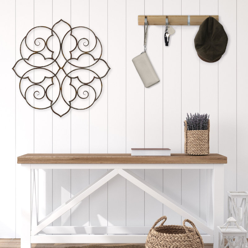 Ornate Bronze Metal Filigree Outdoor Wall Art