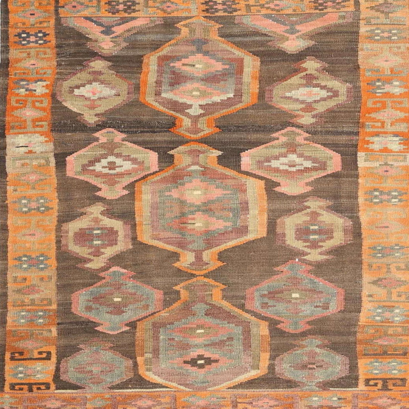 Tapis orange clair/gris clair contemporaine, Carré 7 pi
