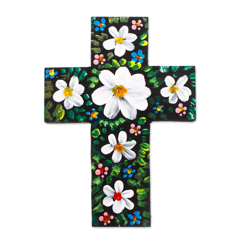 Winston Porter Handmade Prayers Wood Cross, Green