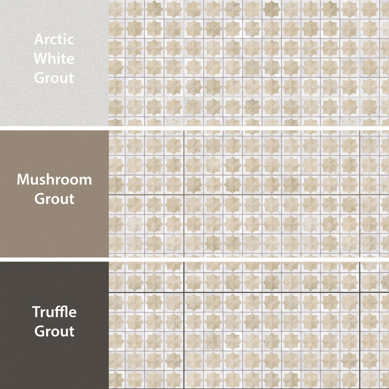 Tetuan Astre 12" x 22" Porcelain Moroccan Wall Tile, Beige/White