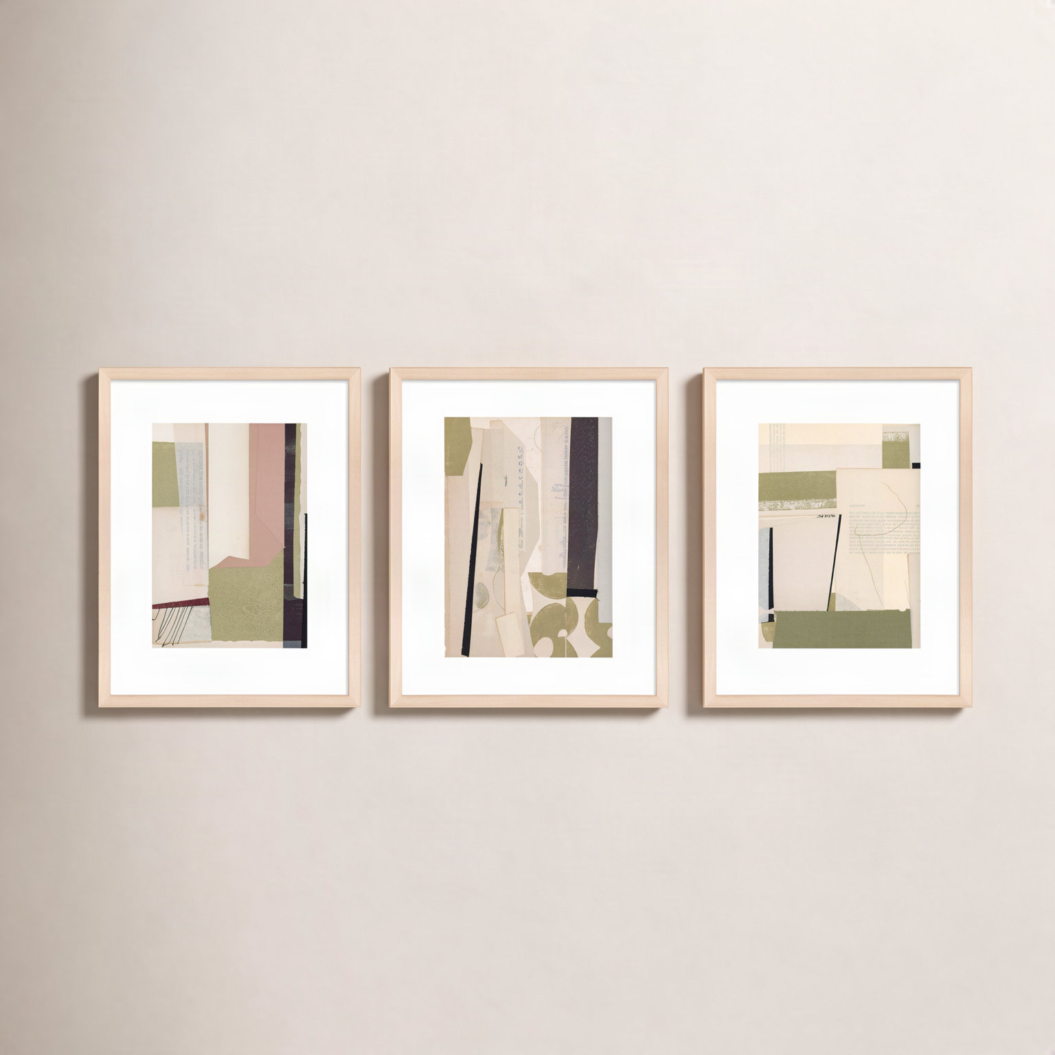 Again in Green 3-Piece Print Set, 25" H x 20" W, Maple