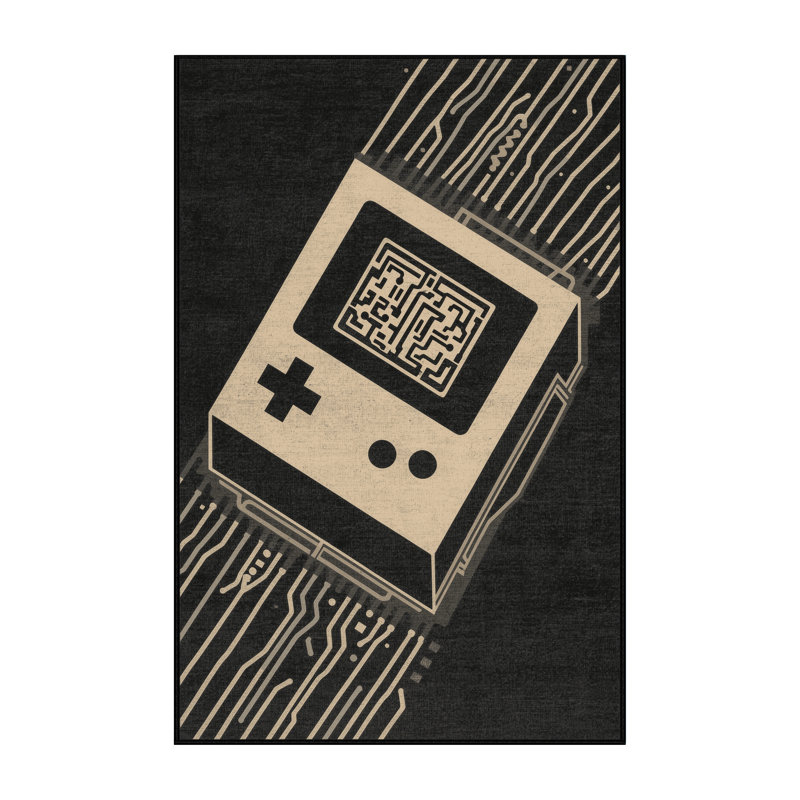 Tapis gris moelleux à motif géométrique de console rétro Elight Hight, 5 x 8