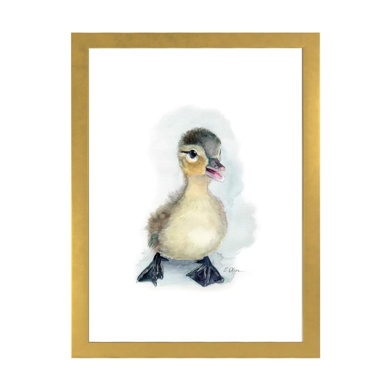 «Baby Duckling», reproduction d'art, Papier encadré doré, Blanc, H 24 po x l 16 po x P 1 po