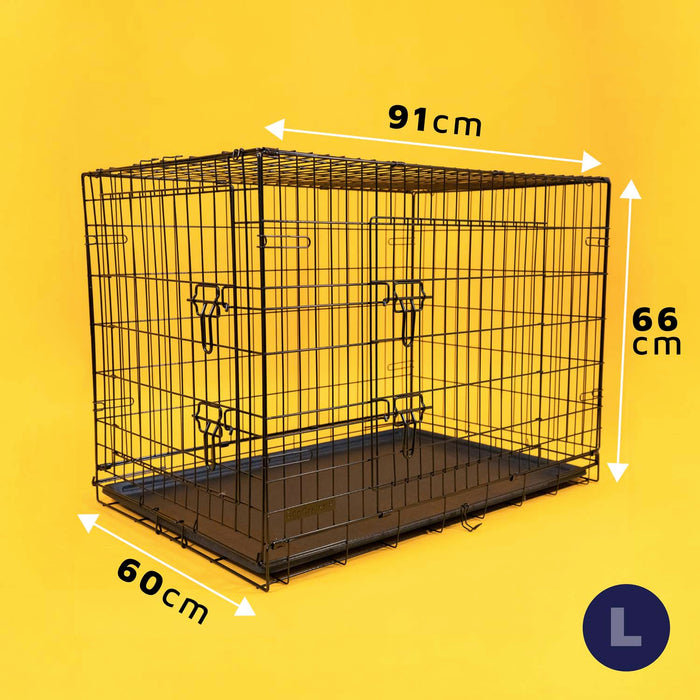 Dog Crate With Removable Tray, Large ( 66cm H x 91cm W x 66cm D )