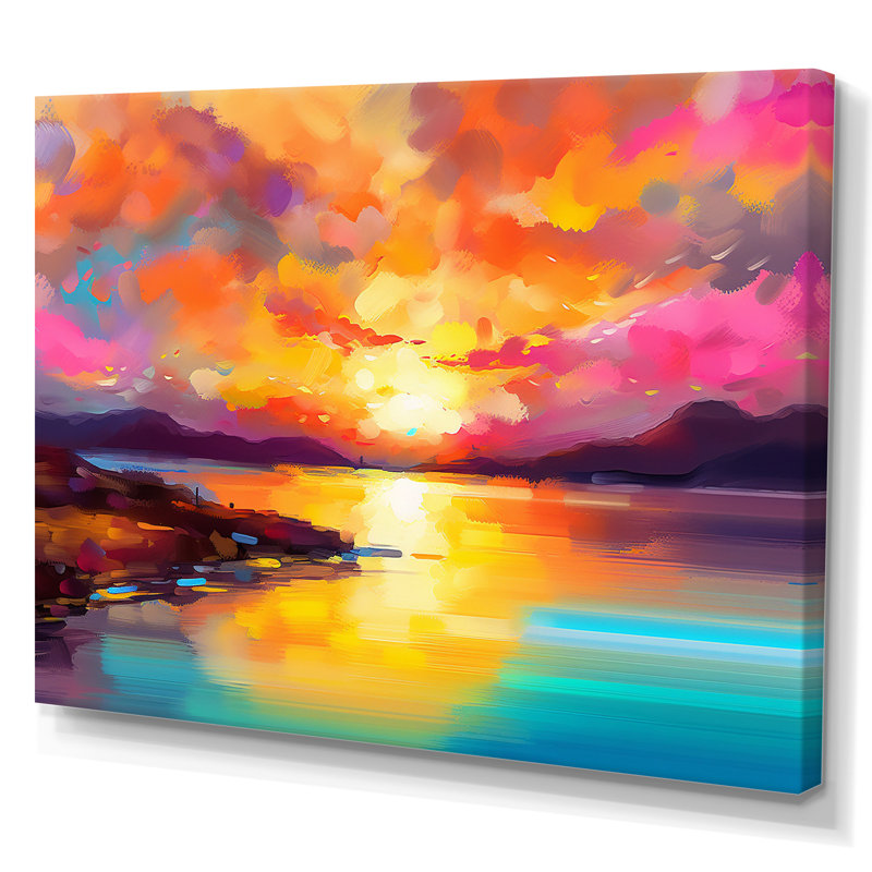 Coucher de soleil avec des reflets colorés II - Coastal Sunset, reproduction sur toile, Sans cadre, H 30 po x l 40 po