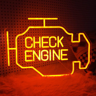 Large Neon Sign, Check Engine Light Neon Signs for Wall Decor (19x14in),LED Neon Sign for Auto Repair Shop Garage Room Man Cave with Dimmable Switch, USB Powered, Auto Repair Shop Workshop
