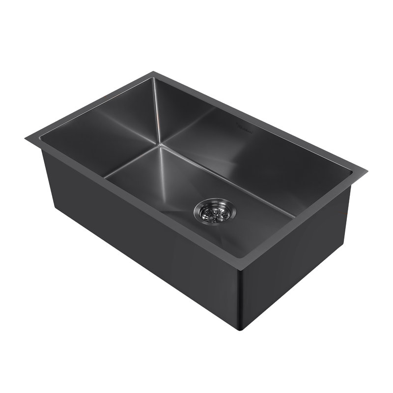 Noah Plus 33" L x 18" W Dual Mount Kitchen Sink with Basket Strainer, Matte Black
