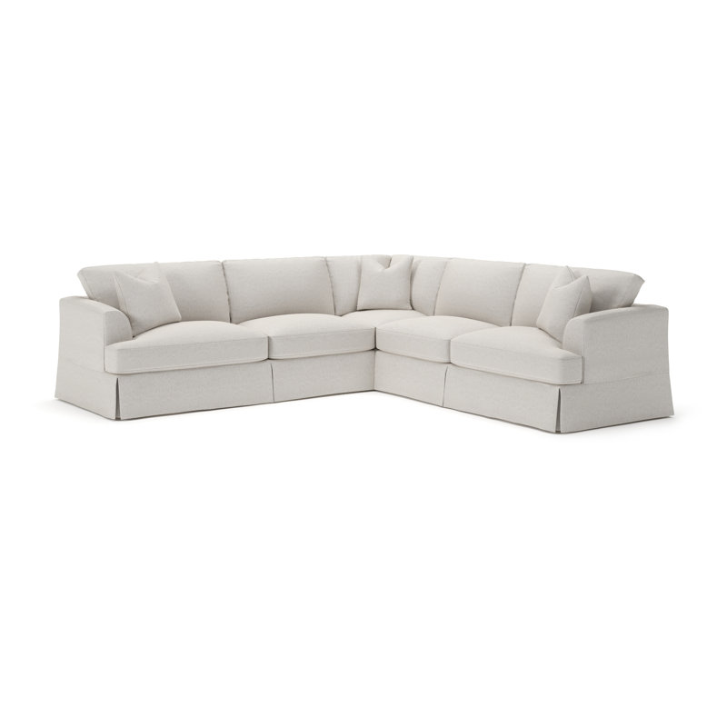 Lucia 4-Piece Slipcovered Sectional, Left Hand Facing, Macarena Light Gray Canvas