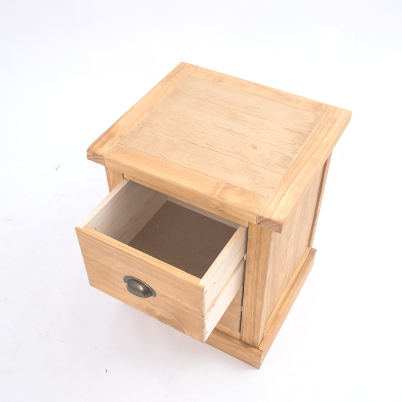 Sarkar 45cm W Solid + Manufactured Wood Bedside Table, Squared