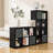 Bookshelf with Storage Bins, 12-Cube Storage Organizer Wooden Bookcase Modern Open Display Shelf-410331400