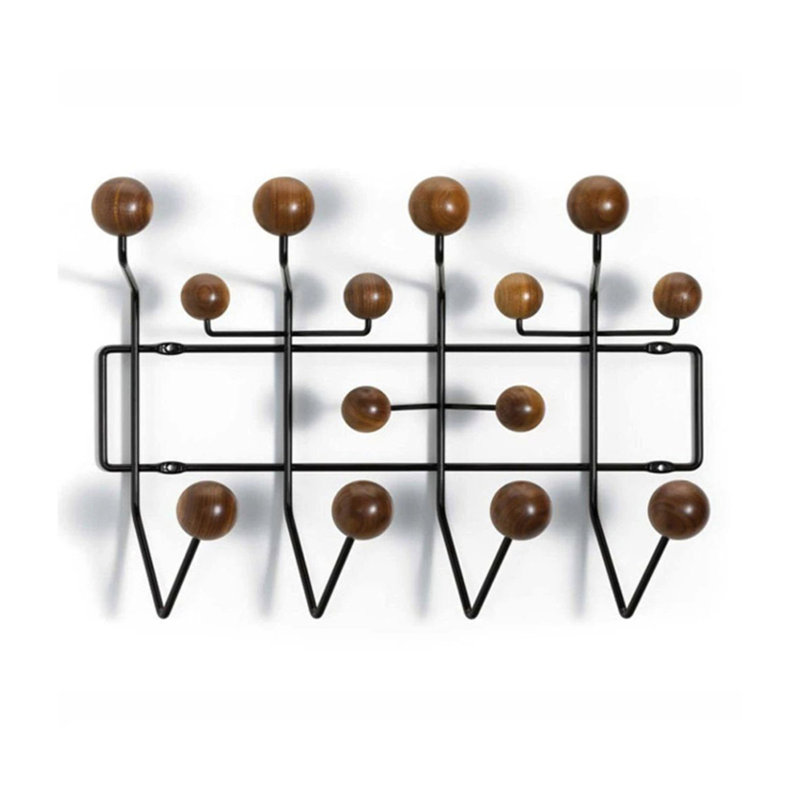 Metal Wall Organizer with Key Hooks, Black/Dark Brown