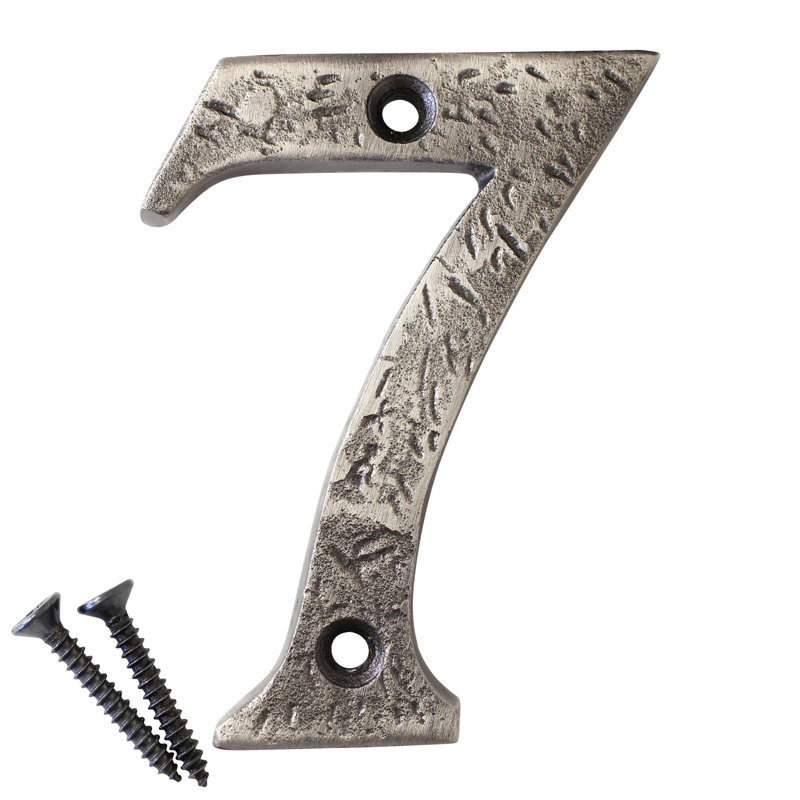 Numéro de maison 3 po, 7, Nickel antique