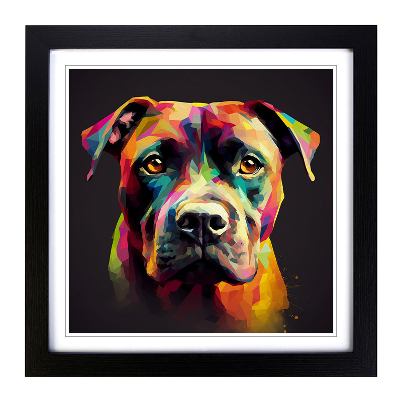 Staffordshire Bull Terrier No.1 - Single Picture Frame Print on Wood, Black