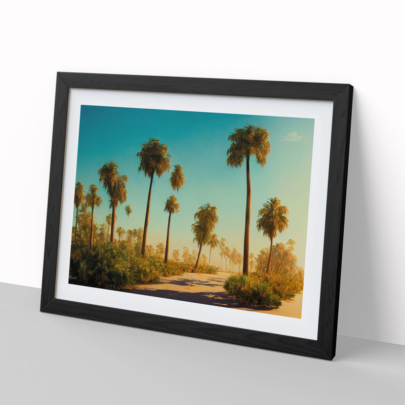 XH1022-6897X Phenomenal Palm Trees - Single Picture Frame Print, 46cm H x 64cm W x 2cm D, Black