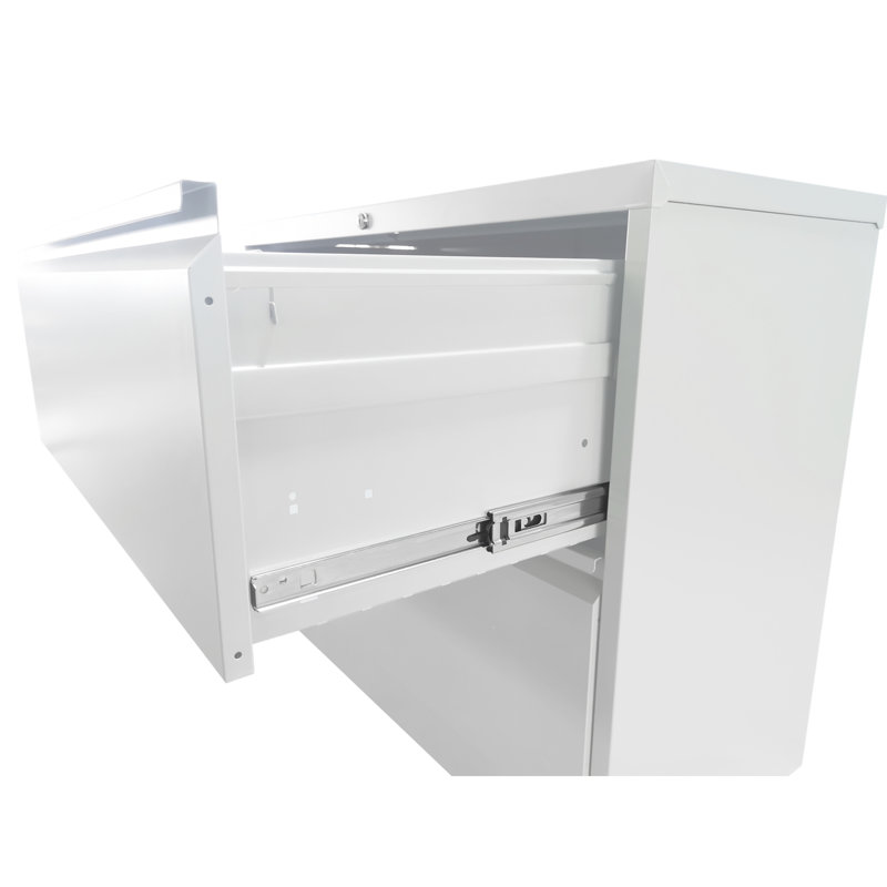 2-Drawer Lockable Metal Vertical File Cabinet for A4/Legal/Letter Size, Office & Home Use, White