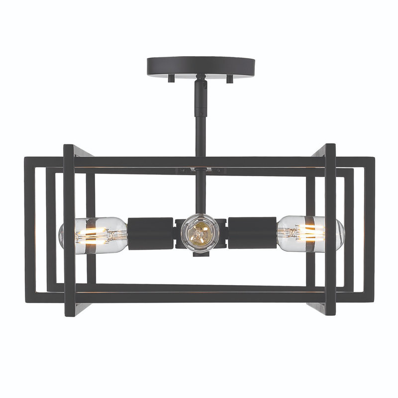 Isiah Semi Flush Mount, Matte Black, Matte Black