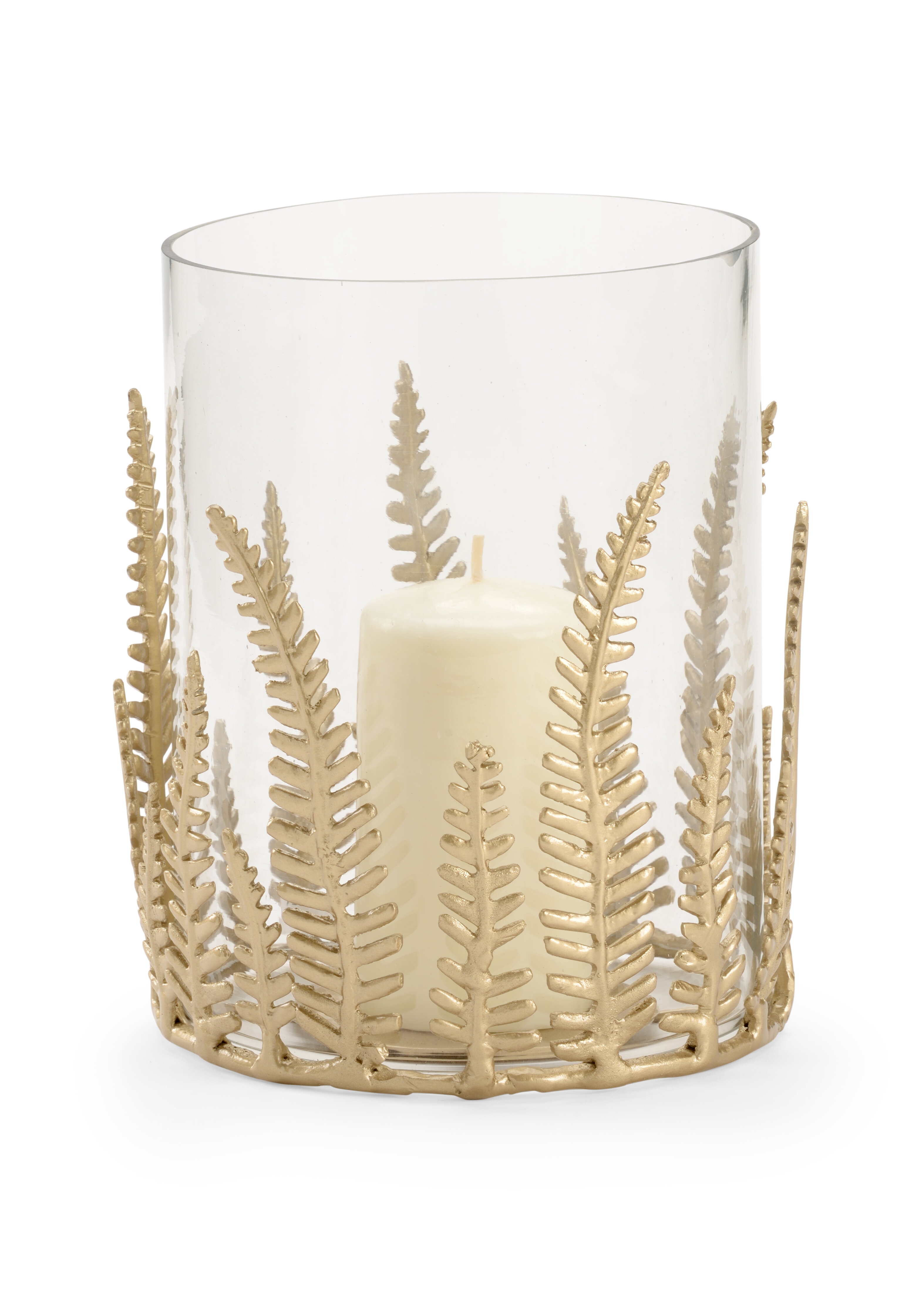 Plaid Etched Glass Hurricane-Antique Brass