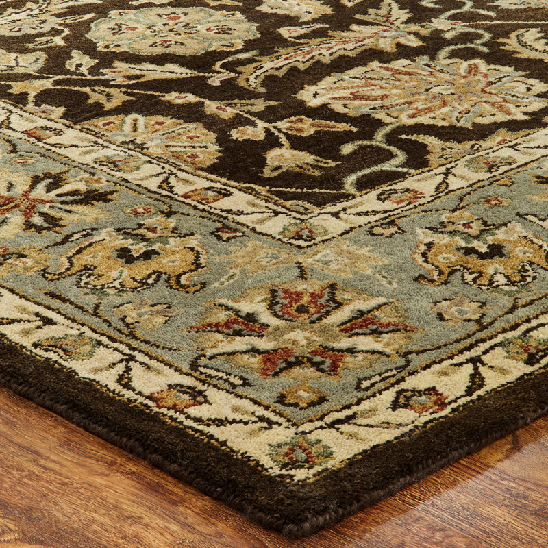 Wool Oriental Area Rug in Brown, Rectangle 6' x 9'