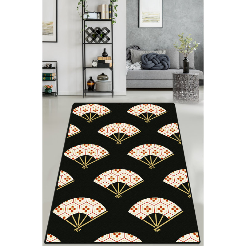 Antibacterial Washable Area Rug, 100% Polyester with Non-Slip Felt Dot Underside | Pile Height: 0.16 in, Total Thickness: 0.39 in | Perfect for Living Room, Bedroom, & Home Decor, Machine Washable