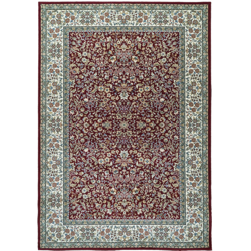 Tapis oriental rouge / ivoire Attell, Rectangle 7 pi 10 po x 11 pi 2 po