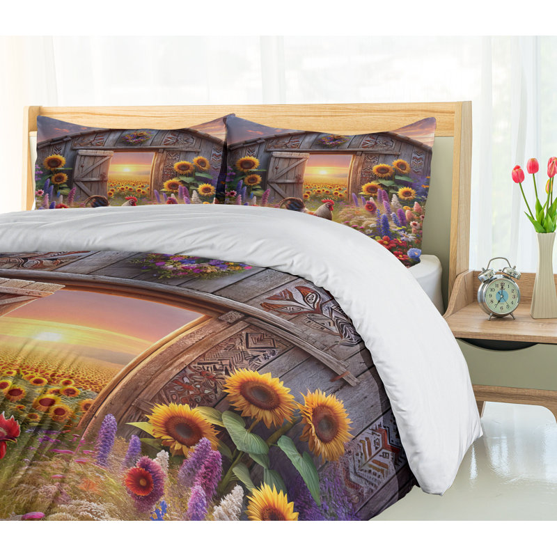 Rustic Duvet Cover, California King Duvet Cover + 2 Standard Shams