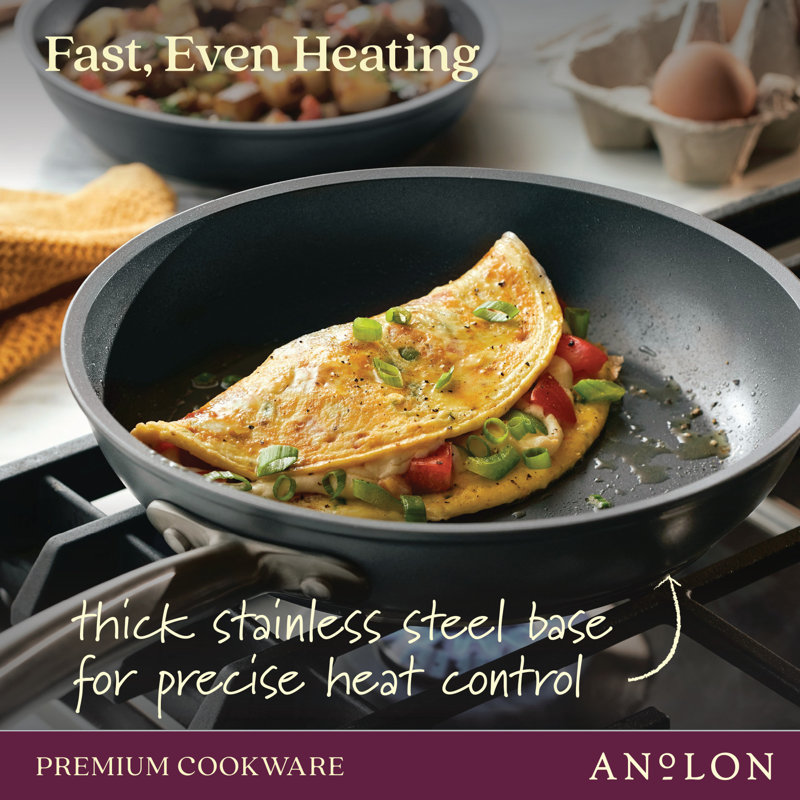 Anolon Accolade Hard Anodized Nonstick Induction Frying Pans / Skillet Set, Moonstone, 10" W and 8" W