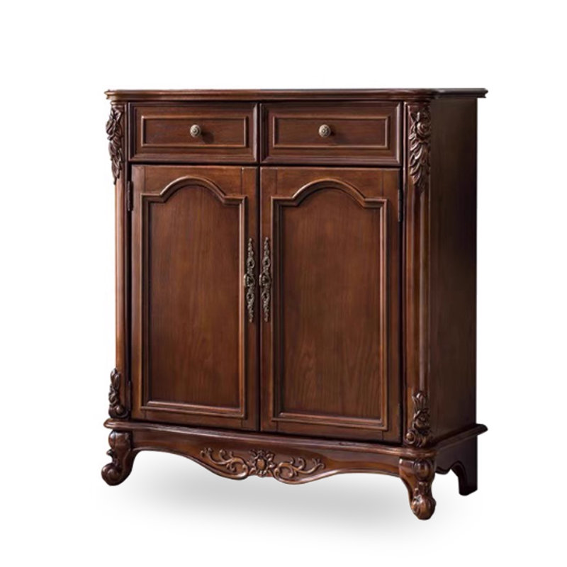 Dark-walnut Solid Wood Shoe Storage Bench, Dark Walnut