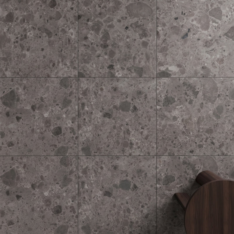 Ambience 24" x 24" Porcelain Stone Look Wall & Floor Tile, Deep Gray