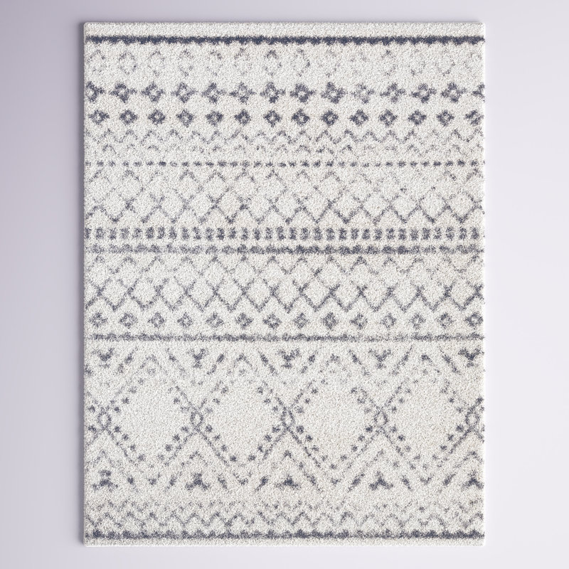 Tapis blanc / gris Shiloh, Rectangle 5 pi 3 po x 7 pi 3 po