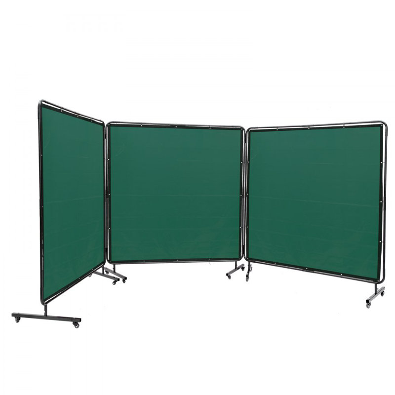 Welding Screen with Frame, 6' 3 Panel Welding Curtain Screens, Flame-Resistant Vinyl Welding Protection Screen on 12 Swivel Wheels (6 Lockable), Moveable & Professional for Workshop