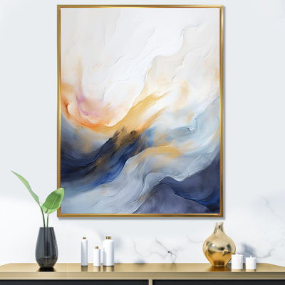 Tempête de marbre bleue et jaune III - art mural abstrait